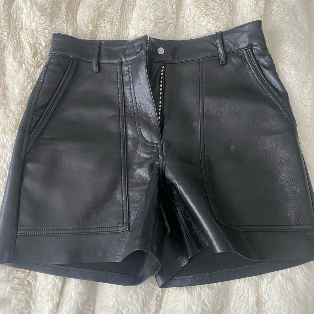 Black Leather Women's Shorts
